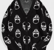 Guys Skull Pattern Drop Shoulder Cardigan