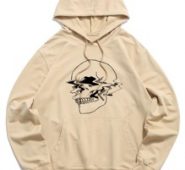 Guys Skull Print Drawstring Hoodie