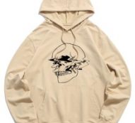 Guys Skull Print Drawstring Hoodie