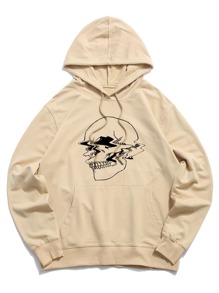 Guys Skull Print Drawstring Hoodie