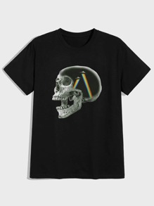 Guys Skull Rainbow Print Tee