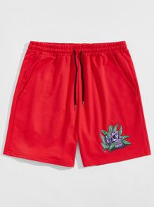 Guys Skull & Leaf Graphic Drawstring Shorts