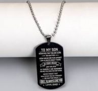 Guys Slogan Graphic Charm Necklace