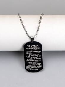 Guys Slogan Graphic Charm Necklace