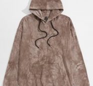 Guys Slogan Graphic Tie Dye Pouch Pocket Drawstring Hoodie