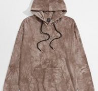 Guys Slogan Graphic Tie Dye Pouch Pocket Drawstring Hoodie