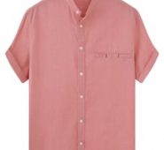 Guys Solid Button Front Shirt