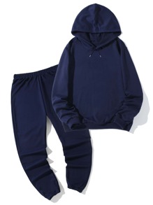 Guys Solid Drawstring Hoodie & Sweatpants