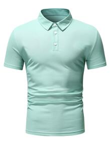 Guys Solid Half Button Polo Shirt