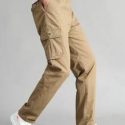 Guys Solid Pocket Side Cargo Pants