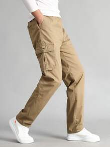 Guys Solid Pocket Side Cargo Pants