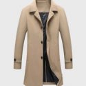 Guys Solid Slant Pocket Single Breasted Coat