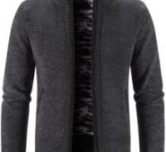 Guys Solid Zip Up Cardigan