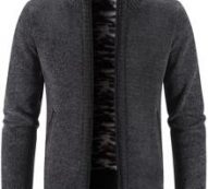 Guys Solid Zip Up Cardigan