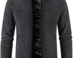 Guys Solid Zip Up Cardigan