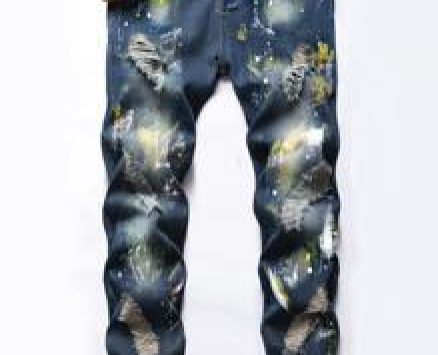 Guys Splash Print Ripped Jeans