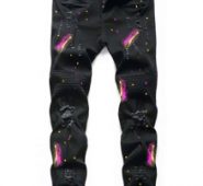 Guys Splash Print Ripped Jeans