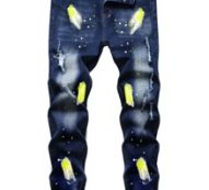 Guys Splash Print Ripped Jeans