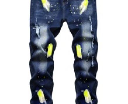 Guys Splash Print Ripped Jeans