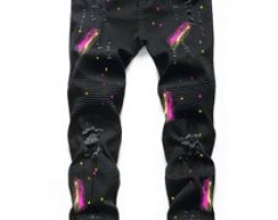 Guys Splash Print Ripped Jeans