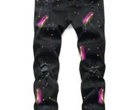 Guys Splash Print Ripped Jeans
