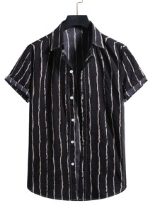 Guys Striped Button Front Shirt