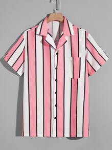 Guys Striped Button Front Shirt