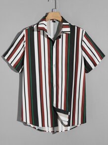 Guys Striped Curved Hem Shirt