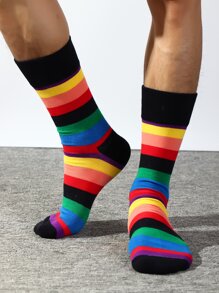 Guys Striped Pattern Socks