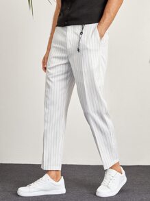 Guys Striped Tapered Pants With Keychain