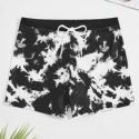 Guys Tie Dye Drawstring Waist Swim Trunks