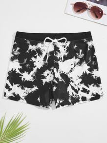 Guys Tie Dye Drawstring Waist Swim Trunks