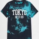 Guys Tie Dye & Letter Print Tee