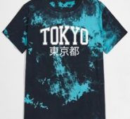 Guys Tie Dye & Letter Print Tee