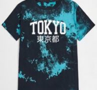 Guys Tie Dye & Letter Print Tee