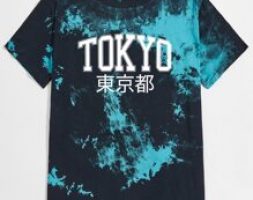 Guys Tie Dye & Letter Print Tee