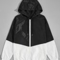 Guys Two Tone Drawstring Zip-up Hooded Windbreaker Jacket