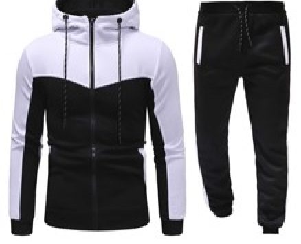 Guys Two Tone Zip Up Hoodie With Joggers