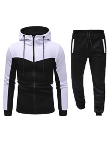 Guys Two Tone Zip Up Hoodie With Joggers