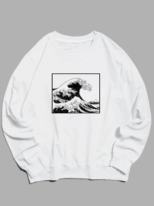 Guys Wave Print Sweatshirt