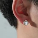 Guys Zircon Decor Stud Earrings