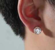 Guys Zircon Decor Stud Earrings