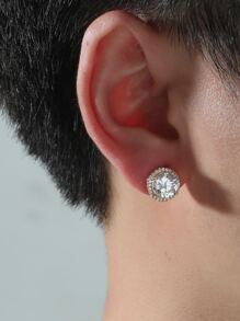 Guys Zircon Decor Stud Earrings