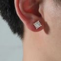 Guys Zircon Decor Stud Earrings