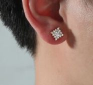 Guys Zircon Decor Stud Earrings