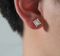 Guys Zircon Decor Stud Earrings