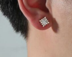 Guys Zircon Decor Stud Earrings
