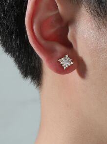 Guys Zircon Decor Stud Earrings