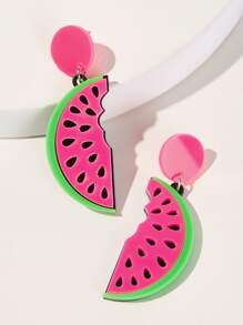 Half Watermelon Drop Earrings 1pair