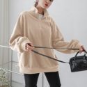 Half Zip Drop Shoulder Oversized Fleece Sweatshirt